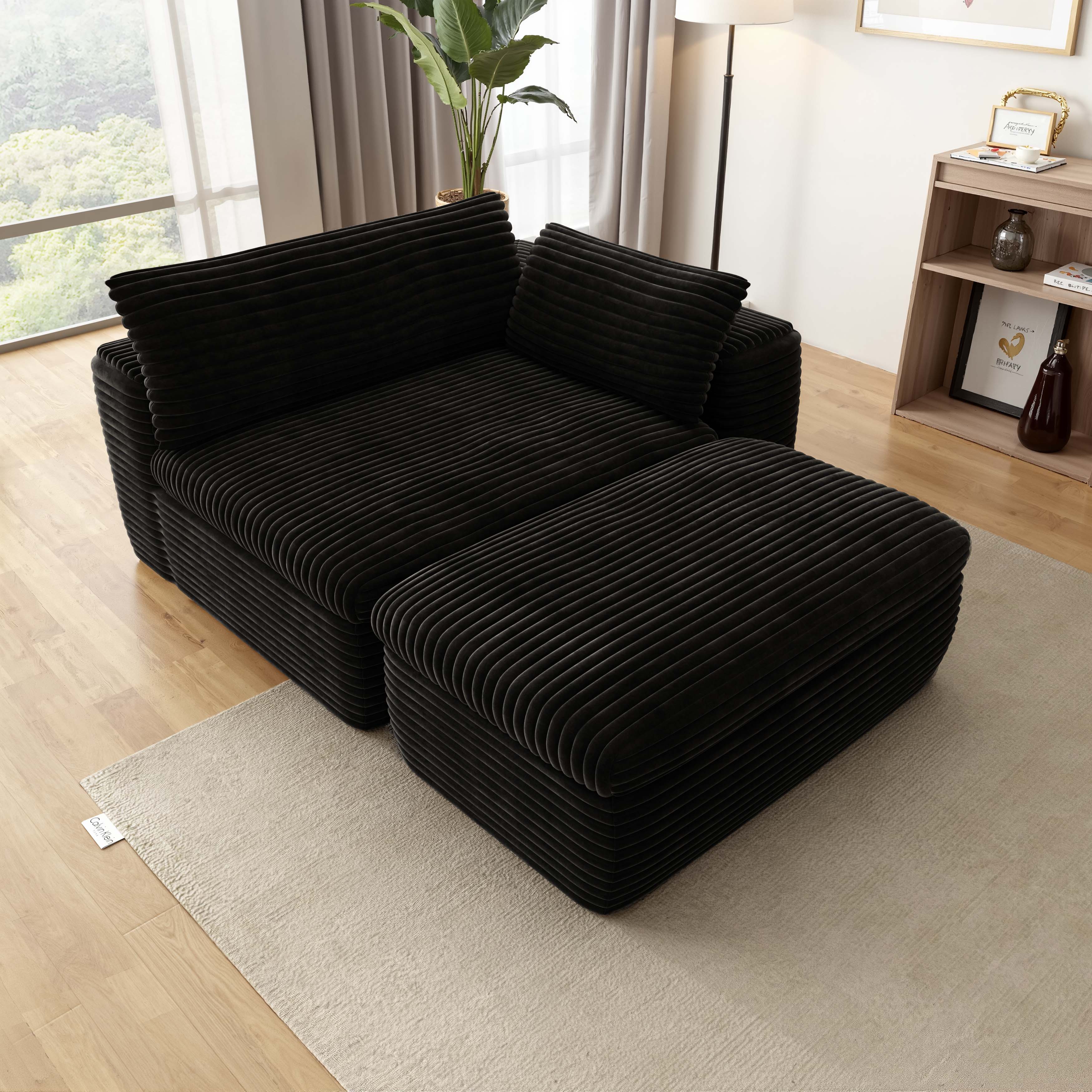 Modular Sectional Sofa Bed, Corner Couch with Chaise Lounge, Oversized Plush Corduroy Sleeper Sofa, No Assembly Required - Couch in a Box for Living Room & Bedroom，Oversize Compression Boneless Sofa Bed Plush Corduroy Sofa Bed