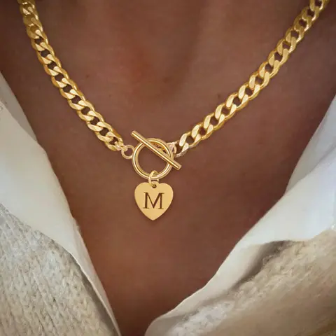 Heart Shaped Initial Necklace, Heart Letter Necklace, Alphabet Heart Necklace, Stainless Steel Jewelry for Party, Daily Clothing Decor, Jewelry Accessories, All-match & Exquisite Chain Jewelry for Birthday Gift, Casual Style Necklaces, Chain Heart Pendant