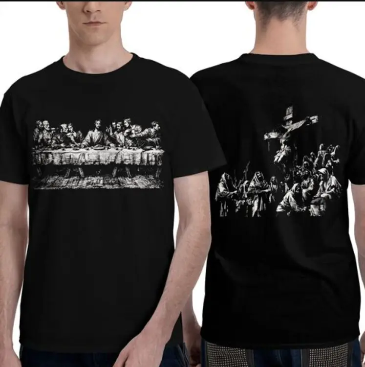 MeJend Cropped Tee, Jesus Print Oversized Tee, Streetwear T-Shirt, Gothic Art Heavy Cotton Shirt