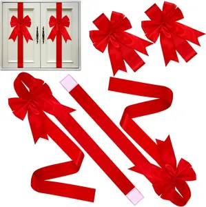 6 PCS Large Red Christmas Cabinet Ribbon Bows – Festive Door & Locker Decorations for Kitchen, Home, and Party Holiday Décor Supplies