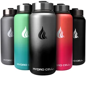Hydro Cell 32oz Wide Mouth Stainless Steel Water Bottle with Straw Sports Cap