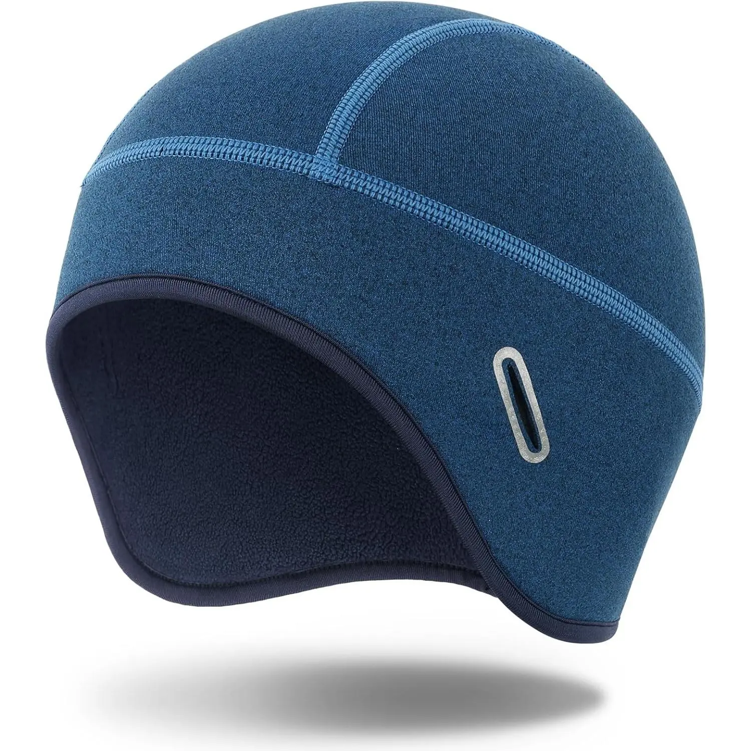 Thermal Fleece Skull Cap and Helmet Liner for Adults, Stretchy 1 Size with Glasses Holes and Ear Covers for Cold Weather Biking and Running, Fleece Fabric, Unisex Fit