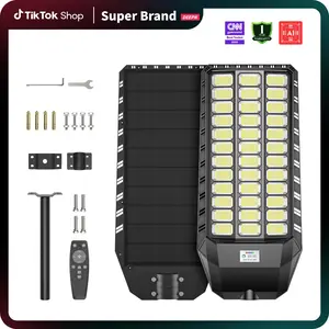 DEEPN Solar Street Light 1440 LEDs IP67 Waterproof Ultra Bright Outdoor Lamp with Motion Sensor & Remote Control for Security Lighting