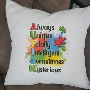 Autism Awareness Pillow Case - Always Unique Totally Intelligent Sometimes Mysterious Design with Colorful Puzzle Pieces