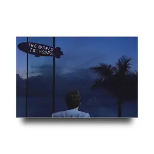 Scarface Poster of Tony Montana The World Is Your Movie Scene Canvas Print for Office Room Motivation Success Home Aesthetic Decor
