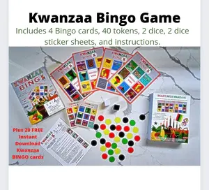 Kwanzaa Bingo Game, Matching Cards for  Kids Ages 3 and Up