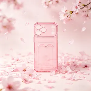 Card Holder Shockproof TPU Phone Case with 4-Corner Protection Full Coverage Precise Cutouts Slim Fit Holds 3-Card Slots Heavy Duty Cover for Enhanced Security