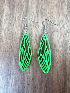 Light Green Sparkle Acrylic Cicada Wing Earrings
