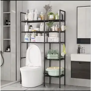 White and Black 2-3 Floor Storage Rack for Bathroom Organization and Storage Solutions