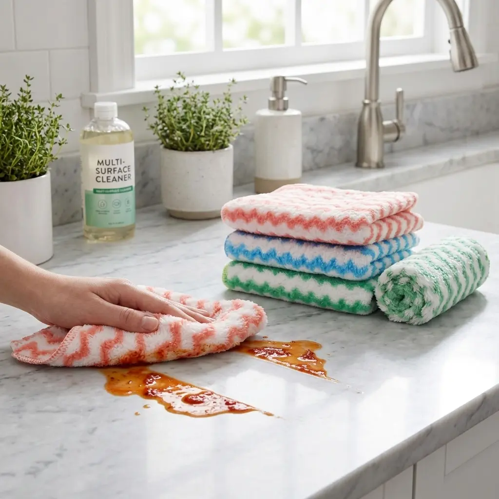 Multipurpose Cleaning Cloths, 1 Pack Includes 10 Reusable Cleaning Rags, 30 x 30 cm (11.8 x 11.8 in), Soft Super Absorbent Quick Dry Lint-Free Towels for Kitchen, Dishes, Glass, Windows, Mirrors, Bathroom & Household, 30X30cm, Daily Use
