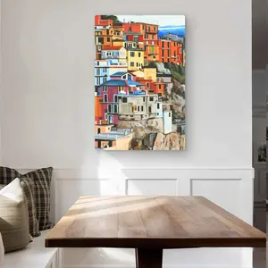 Begin Home Decor C1MP2436G8T1XL 24 x 36 in. Manarola Italy Hyperrealist Yellow Metal Print Wall Art - Home Decor