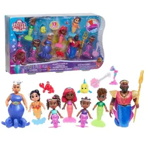 Disney Junior Ariel Atlantica Figure Set Flounder 9 Figures 4 Accessories Color Changing Tails Imaginative Play Set for Kids Ages 3+