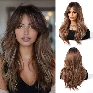 Synthetic Full Machine Wigs for Party, Daily Use 24 Inch Long Layered Cut Wigs for Women, Gorgeous Fluffy Wigs