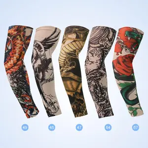 10PCS Temporary Tattoo Sleeves Sun Protection Arm Sleeves Unisex Fake Tattoo Cover w/Sunscreen Protection Soft Durable Halloween Realistic Elastic