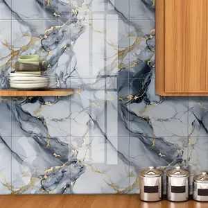 30/52pcs Large Sheet 30.0x30.0 cm Thick Golden Foil Grid Wallpaper, Golden, Silvery, Pink Marble Decor, Marble Tile Wall Panel, Peel and Stick, Waterproof Self Adhesive, DIY Removable Residue-Free, Stain-Resistant, Wear-Resistant