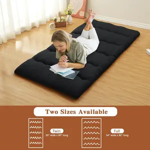 Floor Futon Mattress – Collapsible Tatami Mat for Camping, Dorm, Sofa, Yoga, Meditation – Portable Roll-Up Sleeping Pad, Comfortable Twin/Full Size Floor Couch