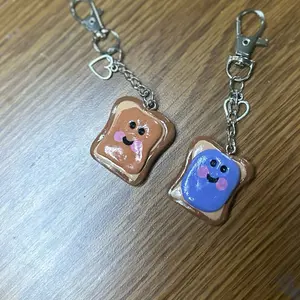 Peanut Butter and Jelly PB & J Friendship Keychain Set Adorable Cartoon Characters Perfect for Gifts