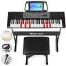 MUSTAR Piano Keyboard with Lighted Up Keys 61 Keys Electric Piano Keyboard for Beginners Includes Microphone Headphones and Bench Perfect for Learning