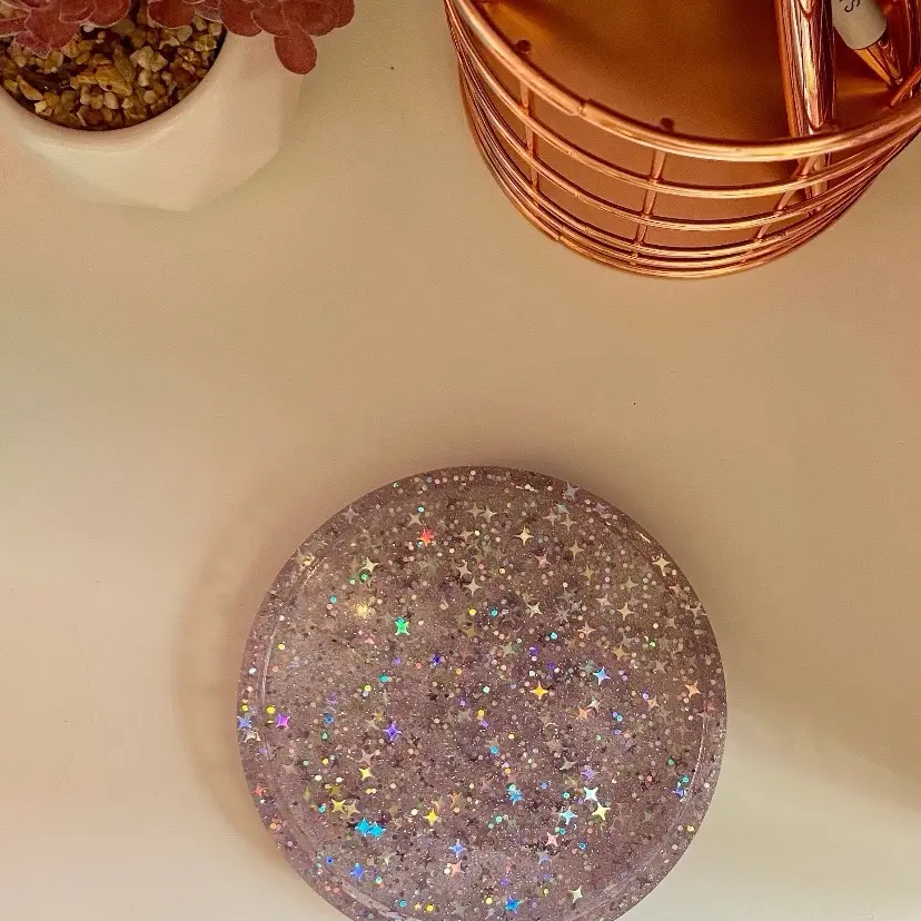 Purple Stardust Sparkle Resin Coaster for Kitchen Tableware