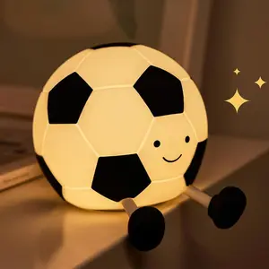 Football Silicone Night Light, Rechargeable Adjustable Touch Lamp,Scheduled shutdown， Fun Office Desk Decor, Christmas Gift, Birthday Present, Stress Relief Toy，Stress-relieving toys, Ambient Night Lamp