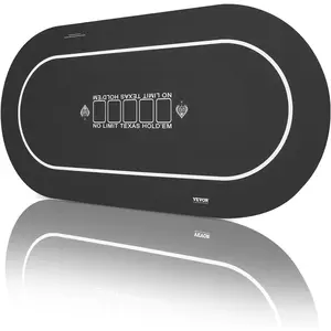 TikTokShopBlackFridayVEVOR Poker Table Top, 70 x 35 Inch Poker Mat for Table, 6-8 Players Foldable Poker Table Top with Carrying Bag, Folding Poker Table Topper for Poker Games, Poker Room, Round, Black