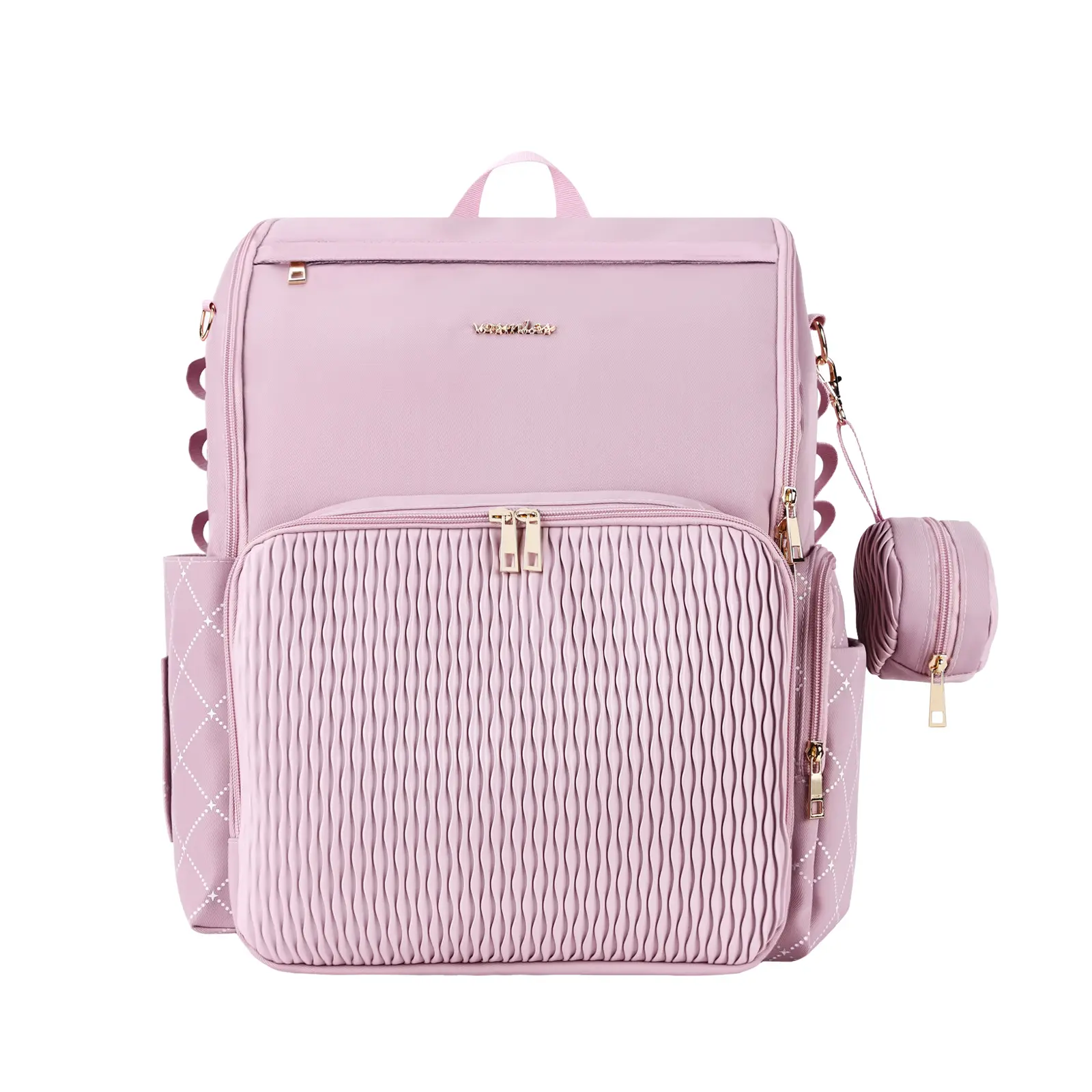 VOSMLES Stylish Baby Diaper Bag, Baby Bag with Changing Pad, Pacifier Case& Stroller Straps, Large Diaper Backpack Boy Girl, Water Resistant Travel Diaper Backpack for Mom Dad