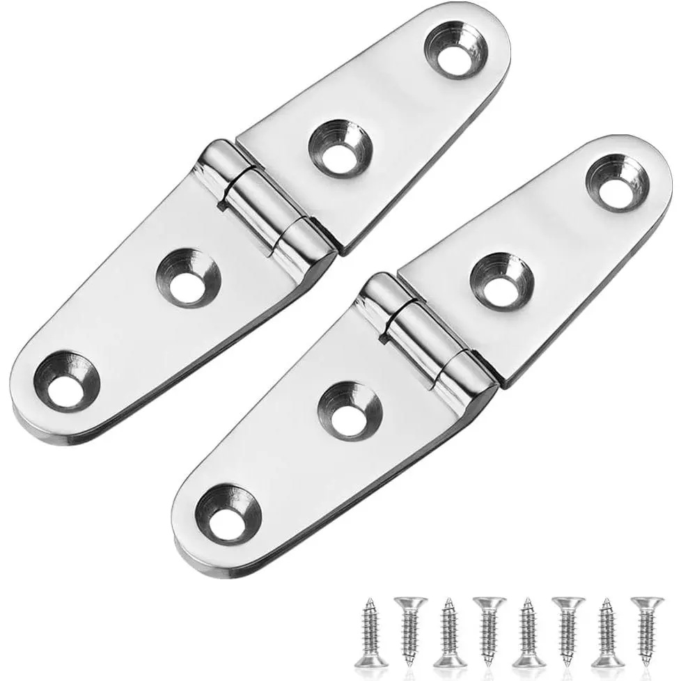 316 Stainless Steel Marine Grade Heavy-Duty Boat Door Hinges, 4x1 in (102mm x 26mm) 4 inch x 1 inch, No Noise, Includes Matching Screws (2 PCS)