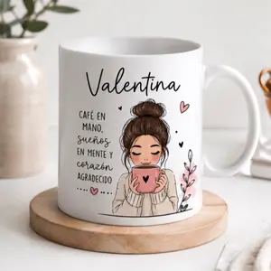 Taza Personalizada con Nombre 11 oz – Regalo para Mujer, Coffee Mug Personalizado, Taza de Café Única