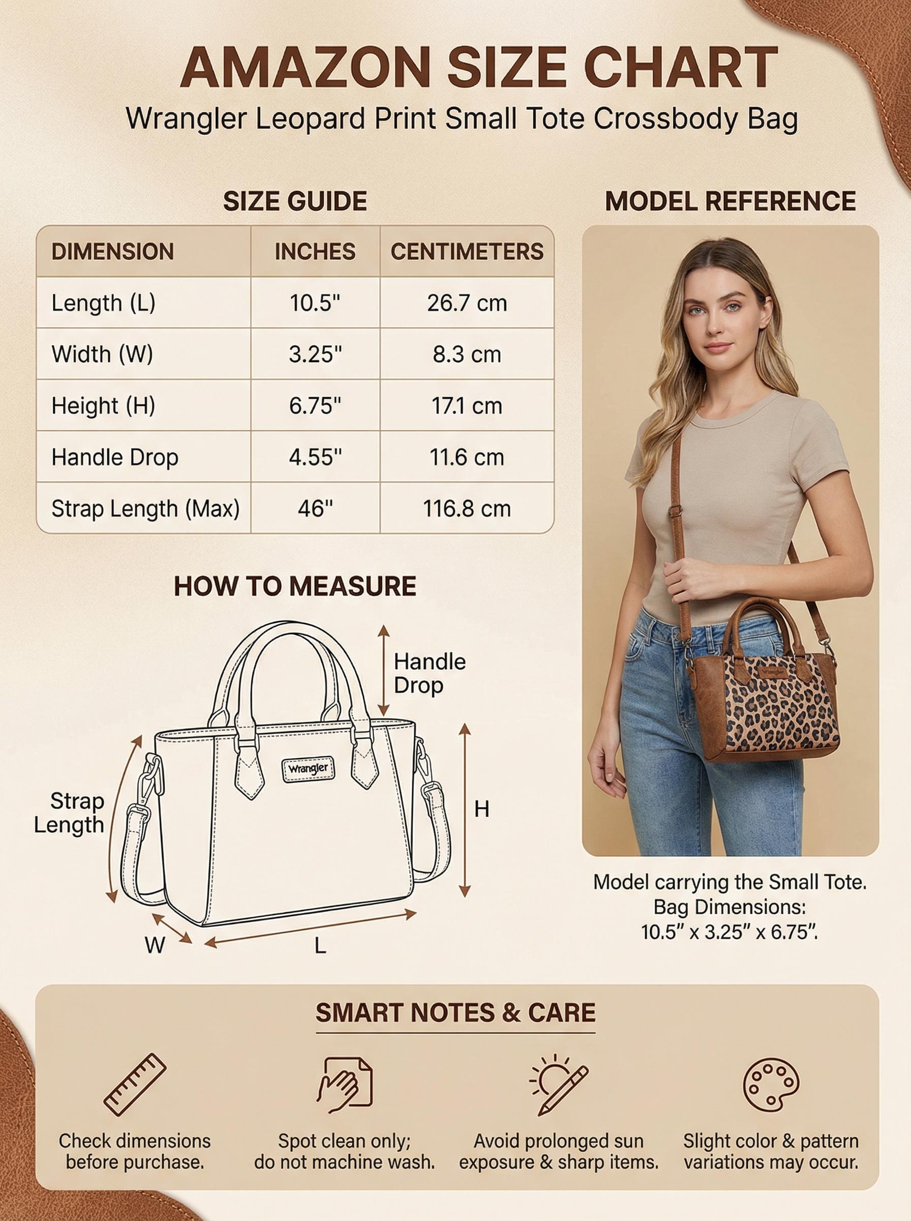 Wrangler Leopard Print Small Tote Crossbody Bag for Women Everyday Use with Adjustable Strap and Stylish Design cross  body
