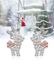 1 Pair Gorgeous Elk Cubic Zirconia Stud Earrings for Women for Party Jewelry Christmas Gift