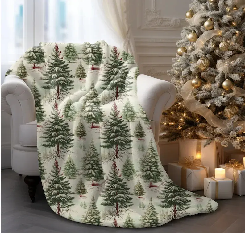 Christmas Tree Blanket Rustic Christmas Tree Throw Winter Home Decor Vintage Christmas Holiday Farmhouse Tree Decoration