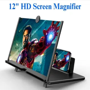 12" Screen Magnifier,3D HD Mobile Phone Magnifier Projector Screen Enlarger for Movies, Videos, and Gaming,Foldable Cell Phone Stand with Screen Amplifier,Supports All Smartphones (Black, 12inch) Folding Protection Cellphone Protector
