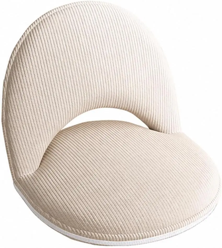 Floor Chair with Back Support, Foldable furniture Lazy Sofa Chair for Adults, Adjustable Corduroy Gaming Reading Chair, Ergonomic Seat Cushion for Bedroom Bay Window Tatami Living Room, Beige foldingstool seating