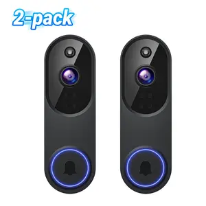 【2PC】1080P Wireless Doorbell Camera, Smart WiFi Video Doorbell, AI Human Detection, Two-Way Audio, Night Vision, Cloud Storage, Instant Alert, 2.4Ghz WiFi, Outdoor Security Camera, Rechargeable Battery Powered