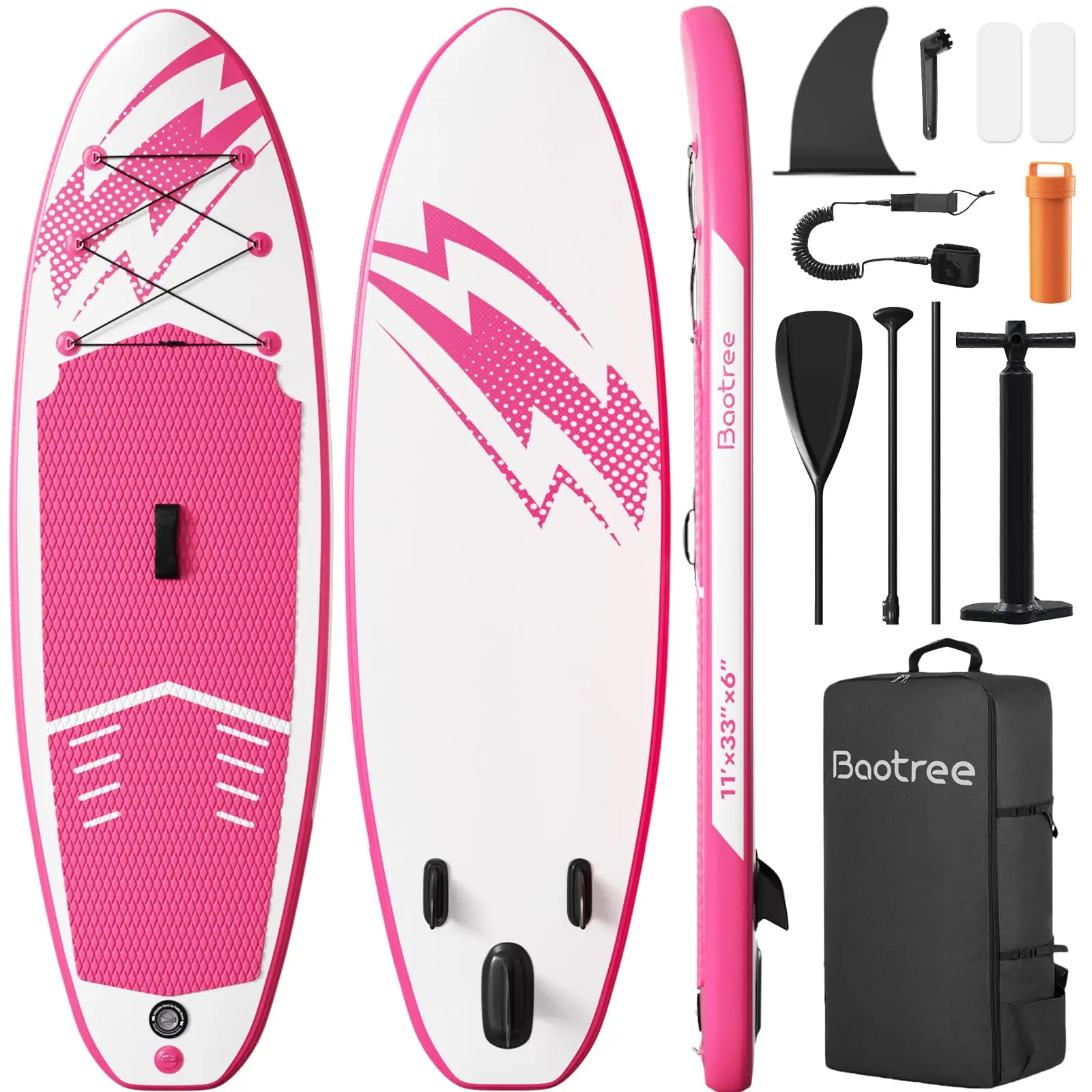 Inflatable Paddle Board Stand Up Paddleboards for Adults SUP with Premium Accessories Pump, Adjustable Paddle, Leash, Three Fins, Backpack