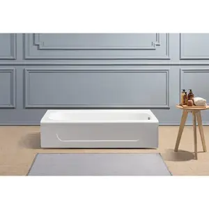 60 In. Cast Iron Alcove Bathtub in White - cUPC/UPC Certified