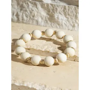 STRETCH WOOD BRACELET-IVORY