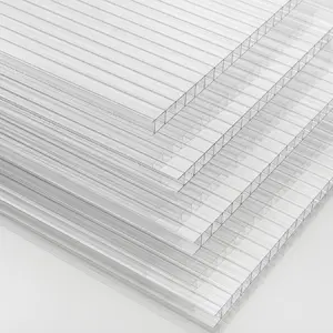 Twin Wall 8mm Polycarbonate Panel, Clear, Strong Impact and Shatterproof, All-Weather Outdoor Greenhouse Covering - 1 Pack - 2' (W) X 4' (L)