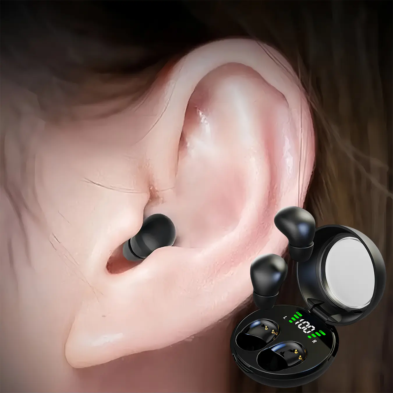 Mini Wireless In-Ear Headphones, Earbuds, High-Quality Sound, Invisible Design, Voice Touch Control, Dual Ear Call, Suitable for Android/iOS, Wireless Music Earphones