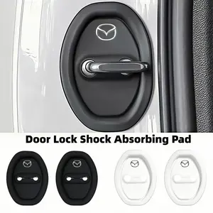 4-Piece Car Door Lock Protector Set, Elastic Anti-Collision Shock Absorber Pad, Silent Buffer Padding for Mazda Models, Automotive Accessories