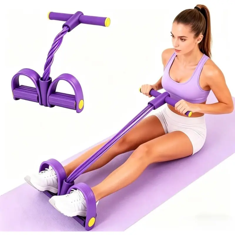 Unisex 6-Tube Burst-Proof Elastic Yoga Pedal Puller Tension Rope - Rubber Plastic Functional Abdominal Glute Resistance Bands, One Size Home Gym Workout Equipment for Abs Training