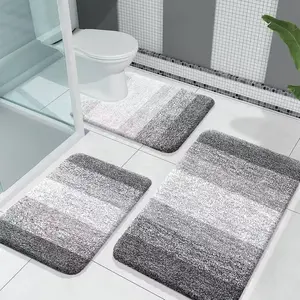 No More Soggy Floors | Ultra-Absorbent Gradient Gray Bath Mat Set