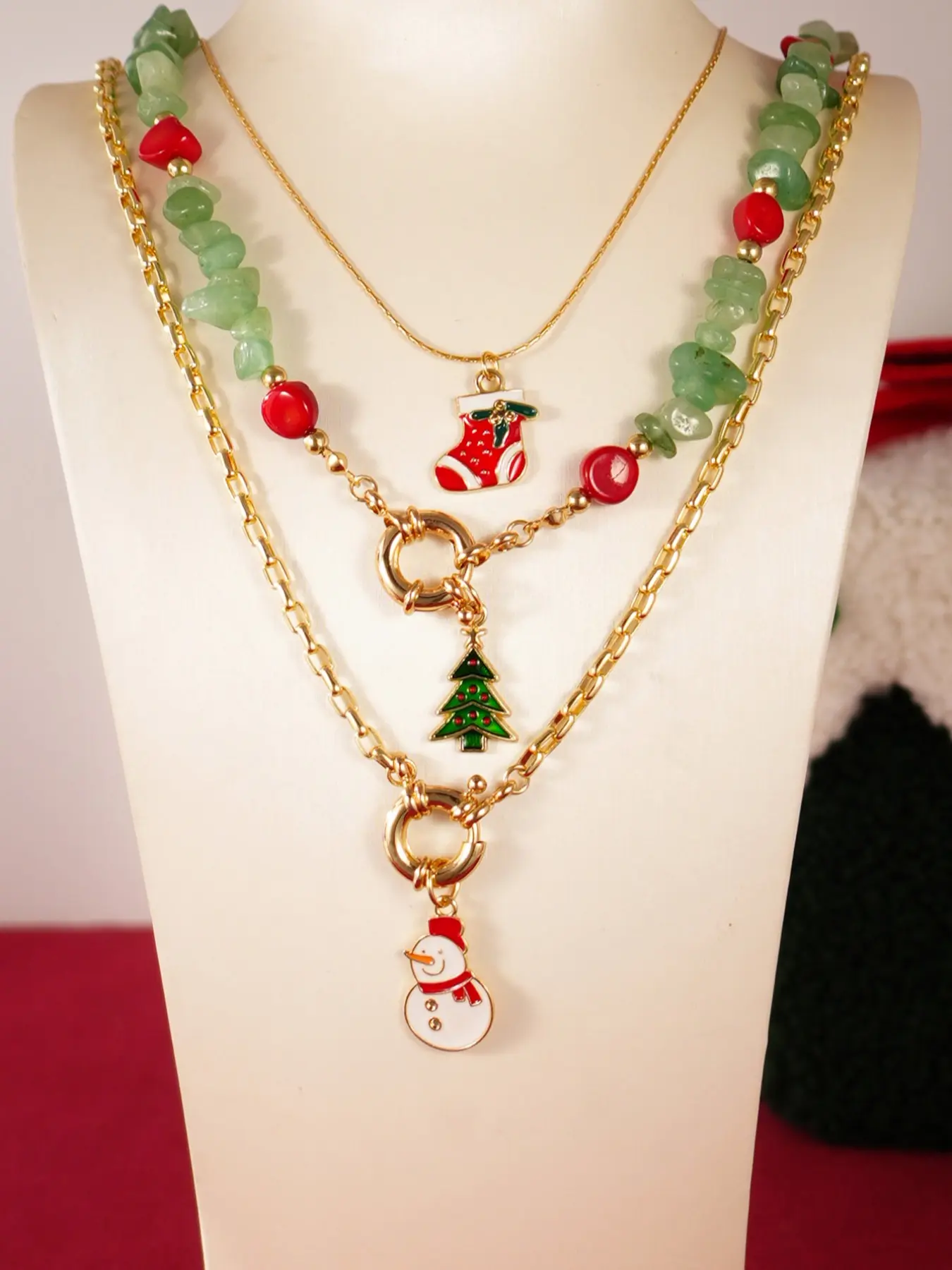 Women's Party Jewelry Set, Christmas Tree & Snowman Pendant Necklace, Fashionable Accessory for Women, Perfect Gift Idea