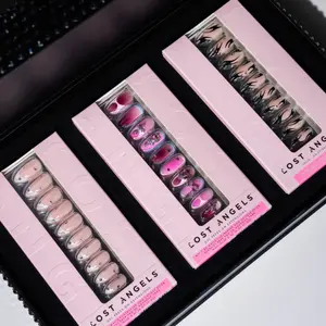 Lost Angels TikTok Exclusive Set (3 Pack) - Almond Shape Gel Press-On Nails, Viral Aesthetic DIY Nail Extension Kit, 30 Nails Per Pack - Limited Edition
