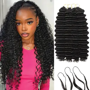 [NEW IN]Burmese Curly Crochet Human Hair For Mircale Knots Deep Wave Human Hair Feather Crochet Human Hair Extensions for Boho Braiding Hairstyle