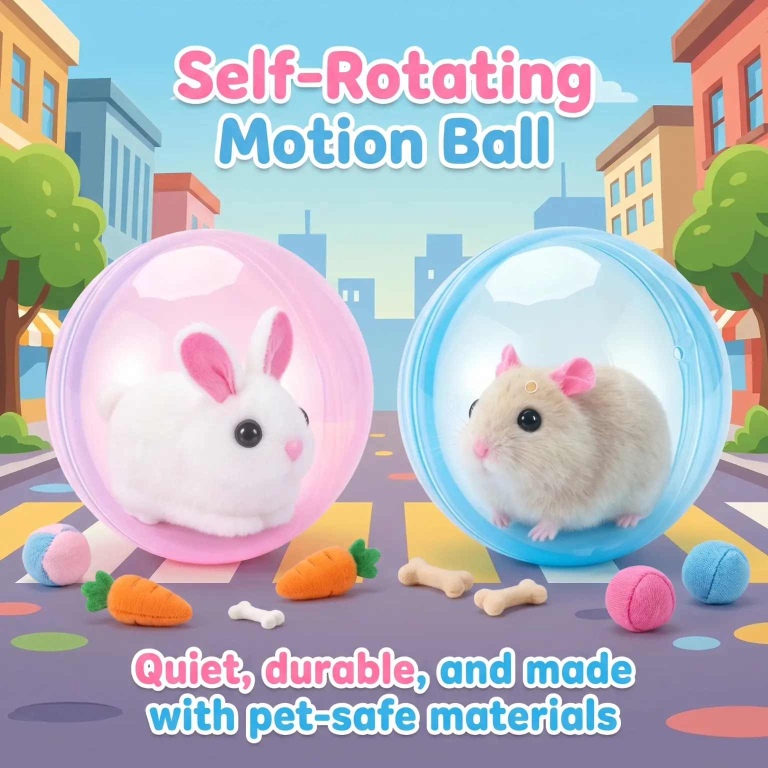 2026 New Upgraded 1 Pack Self-Rolling Pet Ball Toy, 360-Degree Rotating Interactive Rolling Ball with Realistic Animal Plush Outer Shell, Stimulating Chasing Entertainment Toy Fit Cats Dogs Kittens Indoor Daily Play