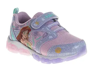 The Little Mermaid Girls' Hook and Loop Light Up Fashion Sneakers (Toddlers)