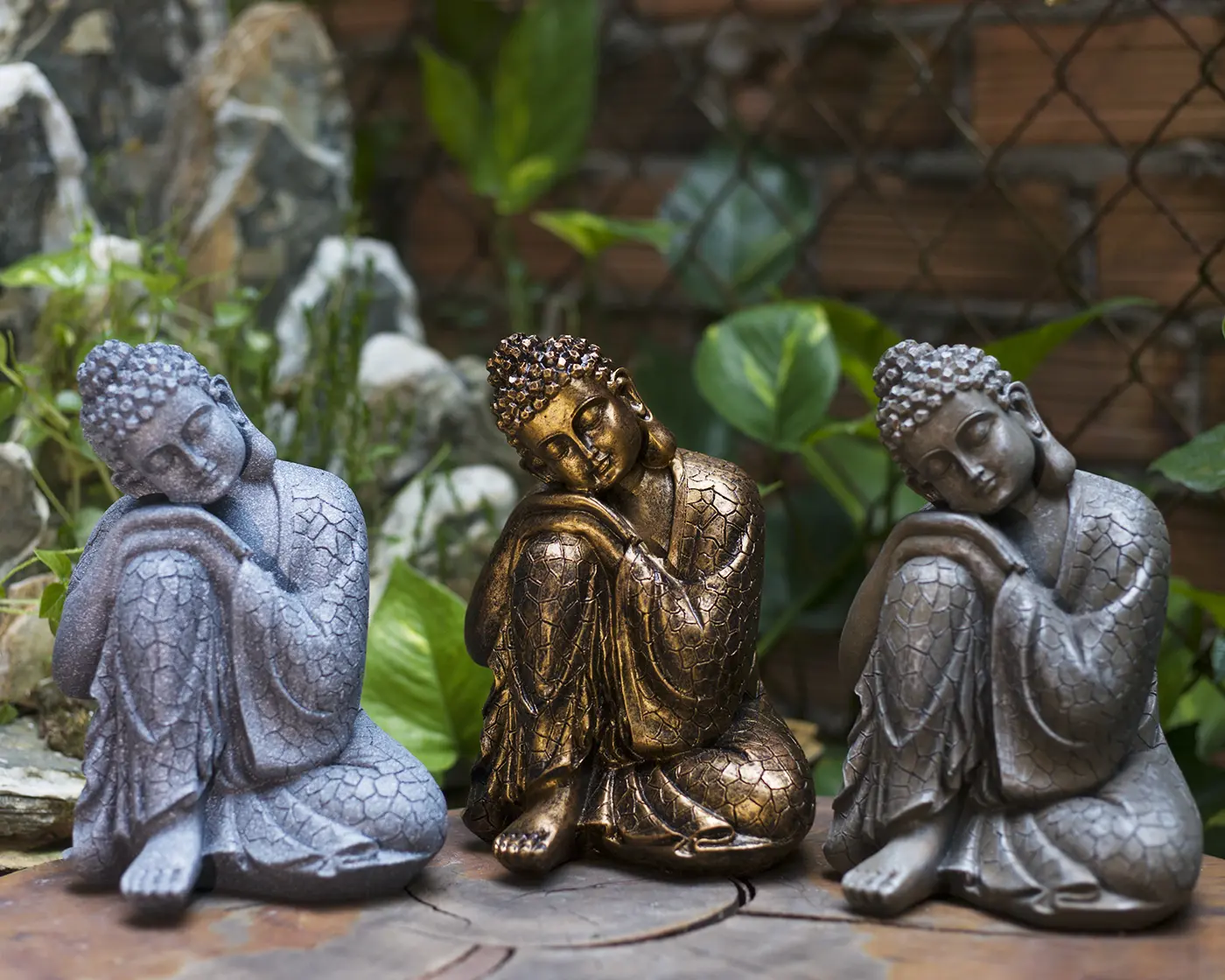 Zen Elegance Sleeping Buddha Statue - Peaceful Meditation Pose 20cm tall for Zen Decor & Garden Enhancer