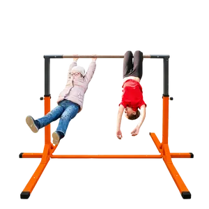 Home Gymnastics Pull-Up Bar for Kids — Height-Adjustable Training Bar (Suitable for Ages 3+), Safe & Sturdy Steel Frame, Easy Assembly, Ideal for Indoor Exercise — Orange Model — Kids' Fitness Equipment, Toddler Gymnastics Bar, Children's Home Gym Gear