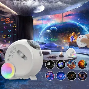 Galaxy Star Projector with Remote Control, 1 Count USB Powered LED Lamp with Wireless Speaker (12 Film Discs Included), Decorative Lighting Projector for Bedroom, Gaming Room, and Parties